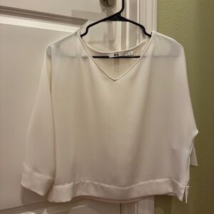 Elegant White V-Neck Blouse